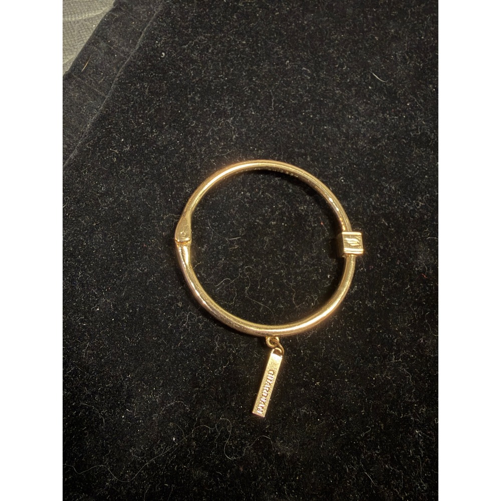 Ashley Bridget Bangle Bracelet Gold Tone Guardian Believe Charm AB Hinge Cuff‎